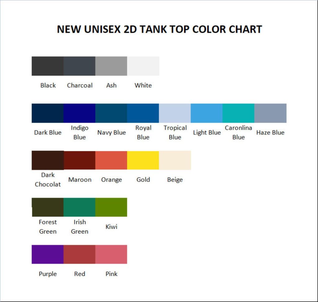 tank top color chart - Laufey Store